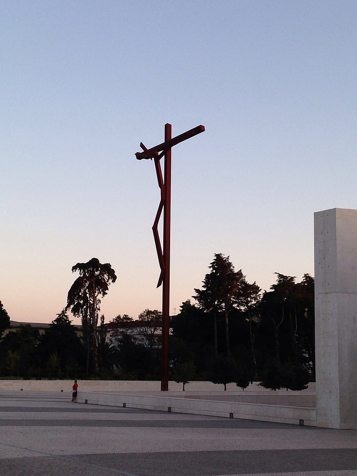 Fatima, Portugal, Sanctuary, Kristus, Dusk, Cross, kristendommen