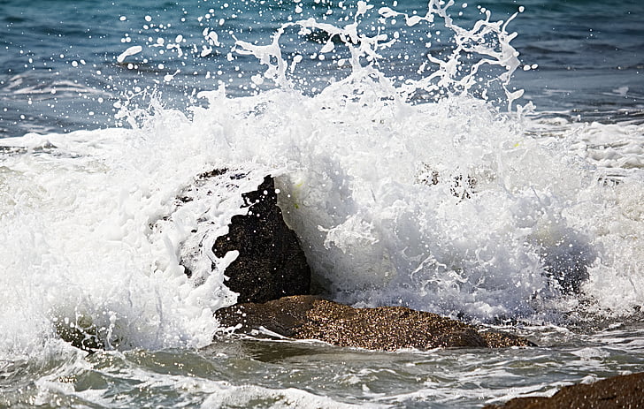 Océano, rocas, ondas, Splash, Playa, Costa, mar