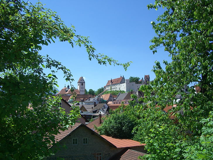 Füssen, St mang kyrka, hög slott, Allgäu