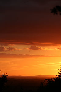 Sunset, England, sommer, Cotswolds, Sly, orange, orange farve