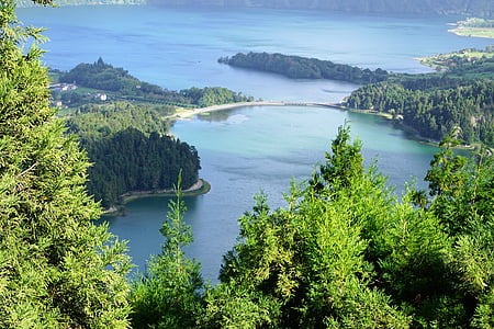 Forest, vert, Açores, nature, Lac, paysage, scenics