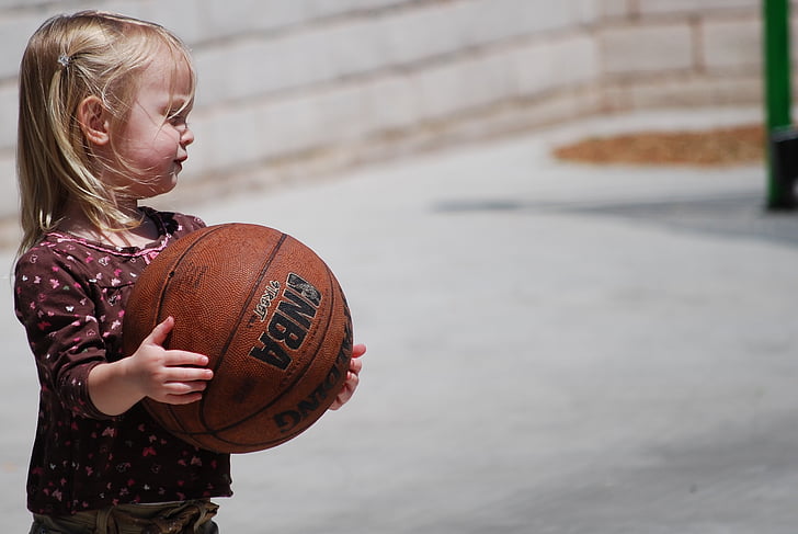 girl, basketball, cute, playing, game, children, child
