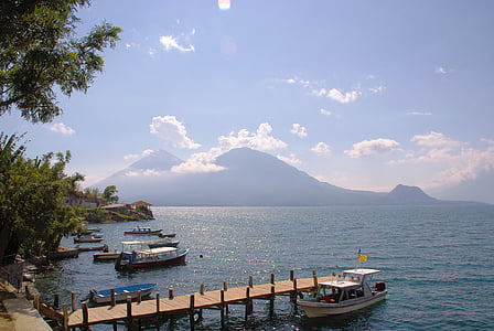 Guatemala, San pedro, jazero, Atitlan, Pier, sopky, more