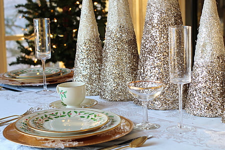 Ziemassvētku vakariņas, Ziemassvētku galda, tabulas iestatījums, Ziemassvētki, vakariņas, brīvdiena, tabula
