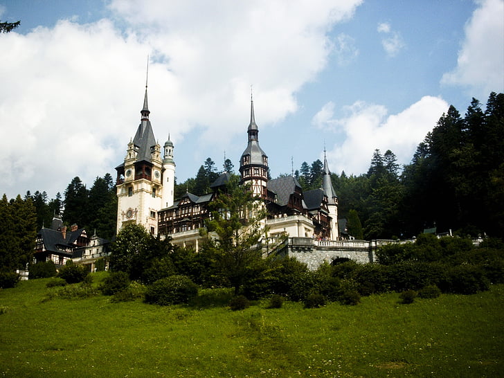 castle, romania, peles, transylvania, old, architecture, building