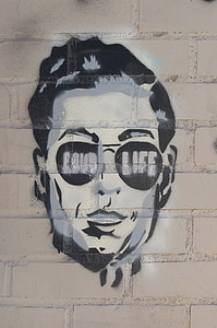pochoir, New york, visage, Graffiti, mâle, propagande, mur