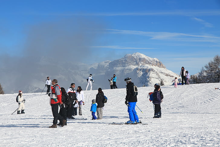 neu, muntanya, l'hivern, fred, blanc, Dolomites, Fassa