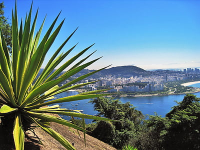utsikt från Sockertoppen, Flamengo beach, Flamengo park, bokade, Guanabara bay, bedövning, Rio