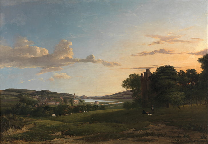 patrick nasmyth, painting, oil on canvas, artistic, nature, outside, sky