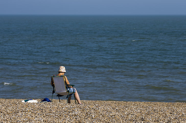 relaksējoša, Jūrmala, pludmale, saules, vasaras, Suffolk, jūra