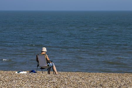 relaxační, mořské pobřeží, pláž, Sunshine, léto, Suffolk, Já?