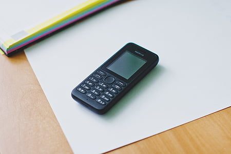 svart, Nokia, candybar, telefon, vit, skrivaren, papper