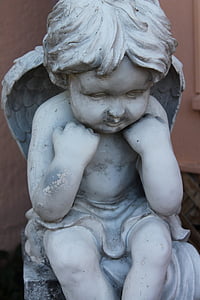 angel, cherub, statue, angel wings, religion, heaven, sculpture