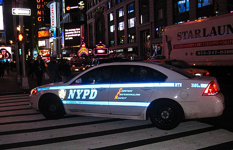 poliisiauto, NYPD, New Yorkissa, Road, poliisi, American poliisi, sininen valo