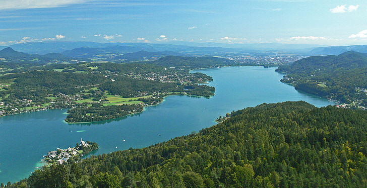 Wörthersee, Karintijos, Rytų pusėje, Maria wörth, pusiasalis, Klagenfurt, tvirtas