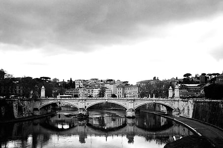 rome, river, bridge, italy, architecture, city, europe