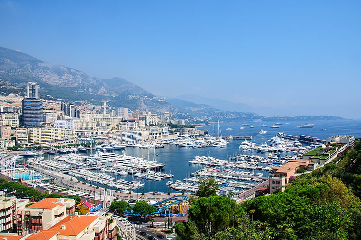Monako, přístav, Monacké knížectví, jachty, lodě, Domů, mrakodrapy