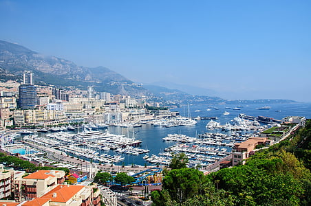 Monako, pristanišča, Kneževina Monako, jahte, čolni, domove, nebotičnikov