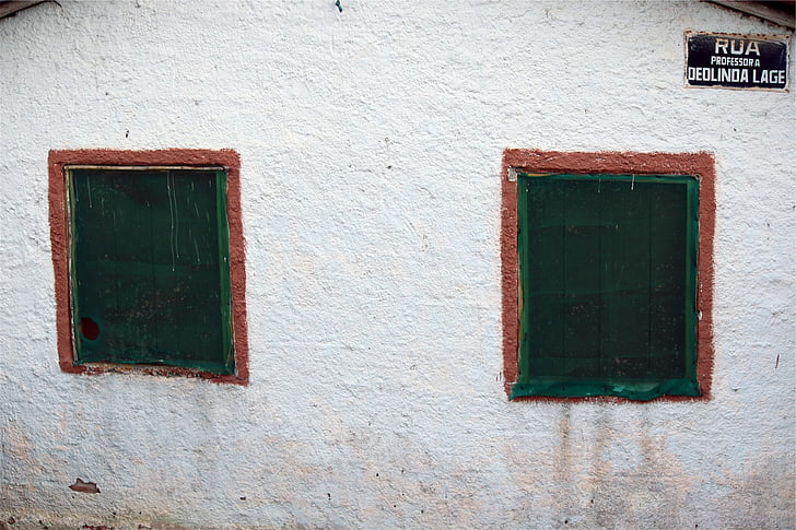 δύο, παράθυρο, υαλοπίνακες, λευκό, τοίχου, Windows, επιβιβάστηκαν