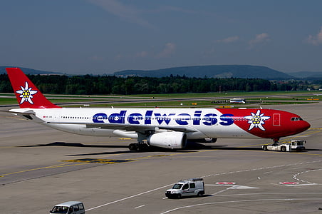 Airbus a330, Edelweiss, Letiště zurich, Jet, letectví, Doprava, Letiště
