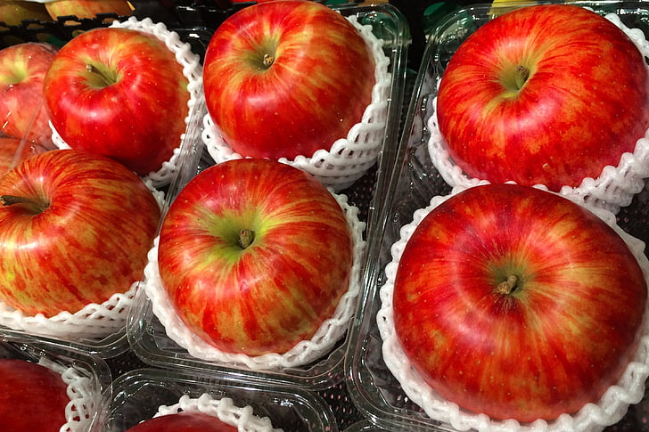 pomme, rouge, Seiyu ltd, vivant, supermarché, fruits et légumes, Département