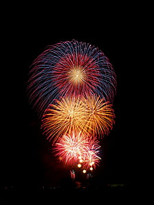 fireworks, summer in japan, night, summer, night sky, celebration, exploding