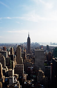 stad, Empire state building, huizen, Manhattan, New york, hemel, skyline