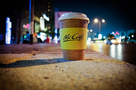커피, 컵, 카페, 밤, 도시, 없애 주세요, 음식과 음료