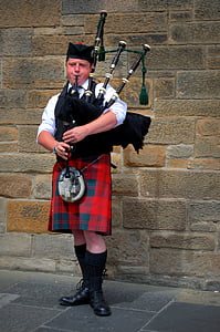 sækkepibe, kilt, Skotland, jock, menneskelige, musikinstrument, gademusikanter