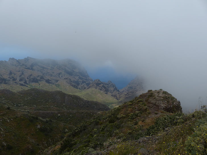 hegyek, köd, Teno-hegység, Tenerife, Kanári-szigetek