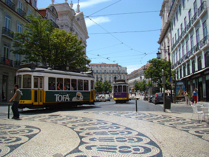 Lissabon, Portugal, tram, stad