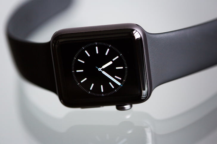 pomme, Apple Watch 2, noir, chrome, classique, horloge, fermer - jusqu'à