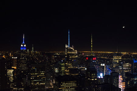 budovy, noc, Mesto New york, mesto, Architektúra, Urban, Panoráma mesta