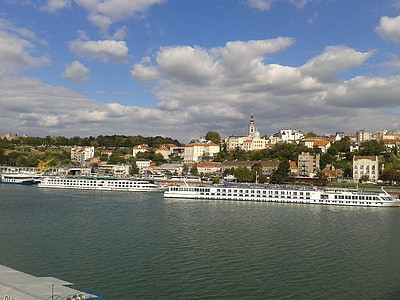 Beograd, Serbien, by, skyer, arkitektur, bådene, ferie fartøjer