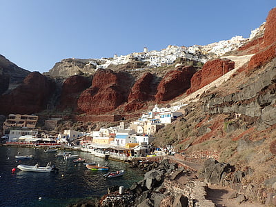 Santorini, port, Oia, vulkan