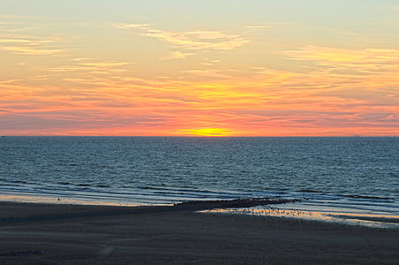Sunset, Sea, Beach, värikäs auringonlasku, Holiday, näkymä, tuotemerkin