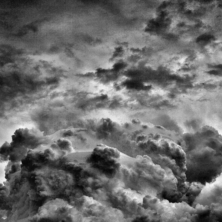 langit, awan, awan, Drama, ke depan, gelap, hitam dan putih