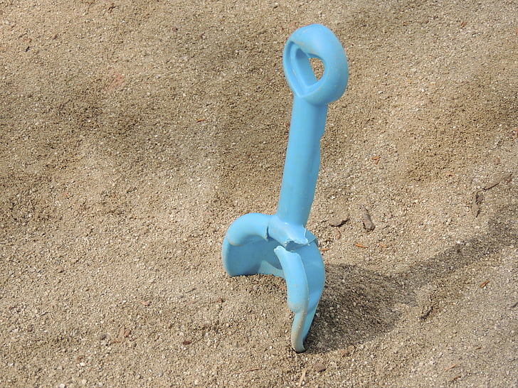 scoop's legeplads, blå, plast, brudt, fornøjelse, Sandburg, sand