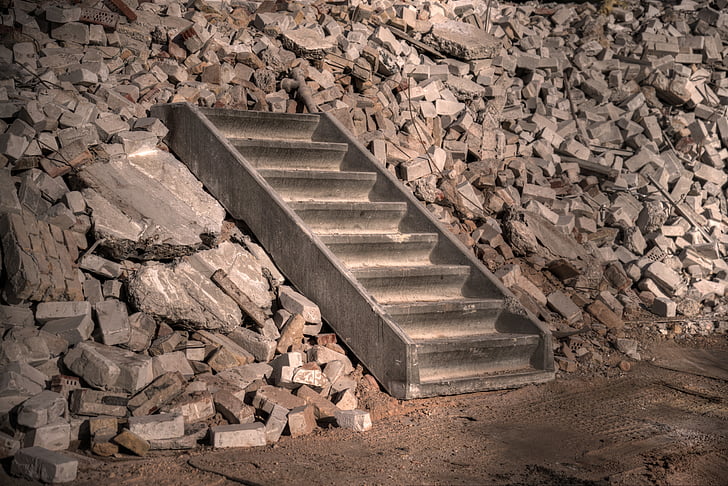 stairs, concrete, construction, demolition, staircase, steps, architecture