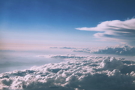 nature, landscape, clouds, sky, aerial, blue, white