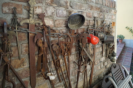 gamla verktyg, Collection, väggen, verktyg