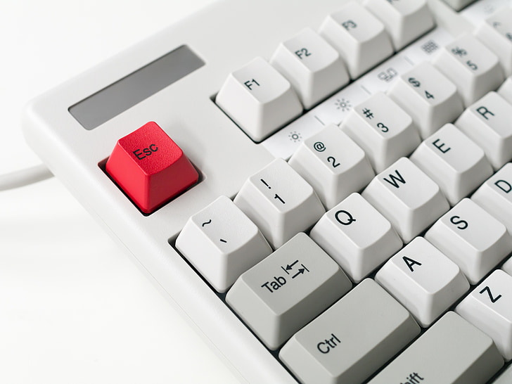 toetsenbord, computer, PC, Escape, rood, grijs, wit