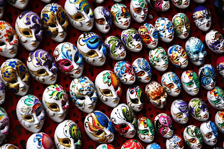 Maskit, Carnival, Venetsia, Italia, naamiaiset, Matkamuisto, kulttuurien