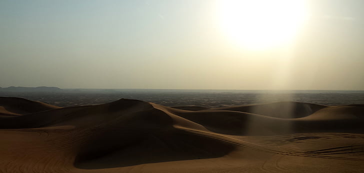 çöl, Emirlikleri, Dubai, günbatımı, doğa, manzara, bakış