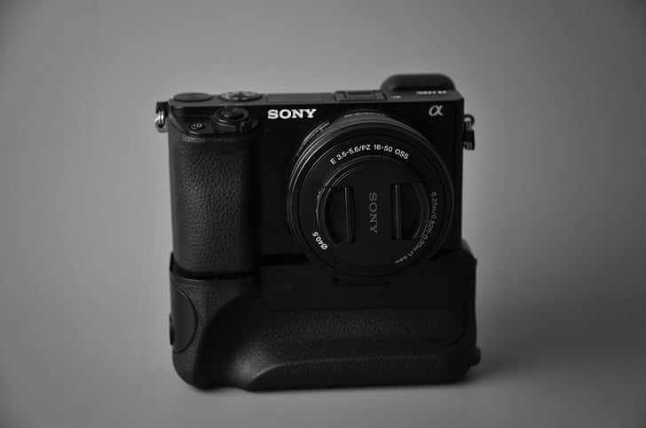 attēls, kamera, melnbalts, fotogrāfija, ierīce, ciparu, Sony