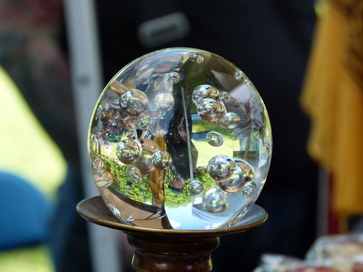 стъклена сфера, кристал, топка, стъкло, прозрачен, кръг, гланцирана