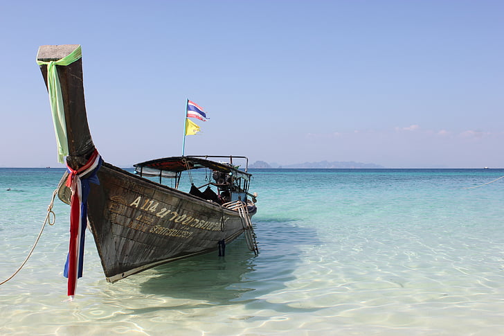 Thailand, Pantai, air, laut, boot, putih