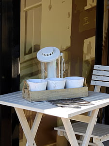 tabell, stol, trä, terrass, Deco, dekoration, bakgrund