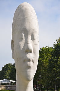 head, sculpture, white, chicago, downtown, new millennium park, illinois