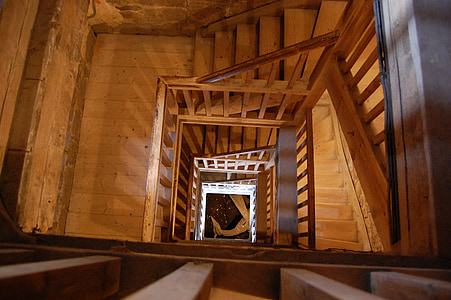 schody, drewno, kroki, budynek, wewnątrz